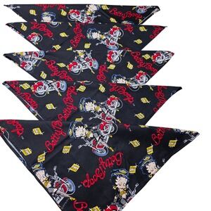Betty Boop Bandana Scarf Motorcycle Black‎ Red Yellow Cotton Blend Set of 5